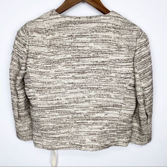 Zara Cream Gold Striped Cropped Blazer - Picture 7 of 10